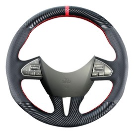 Kivnto DIY Carbon Fiber Steering Wheel Covers for Infiniti Q50 2014 2015 2016 2017 Sport 15 inches Stitching Leather Interior Accessories