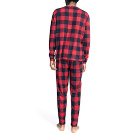Nautica Men's Waffle Buffalo Plaid Pajama Pant Set, Red