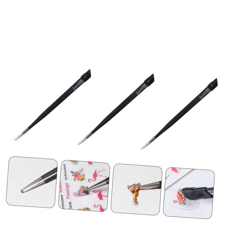 jojofuny Quality Material Nail Tweezers 3pcs Rhinestone Picker Tool for