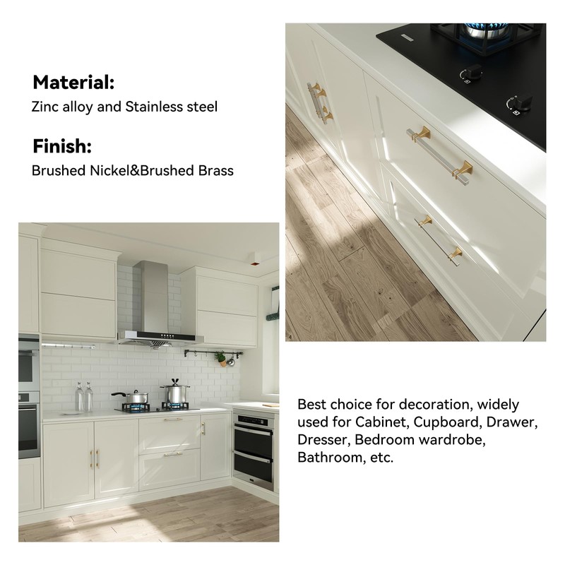 homdiy 12 Pack 5 Inch(128 mm) Hole Centers Brushed Nickel