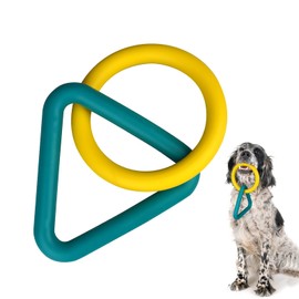 LEE BONBON Interactive Durable Dog Chew Toys for Aggressive Small Medium Large Breed Chewers Indestructible Rubber Scented Chewing Triangle Ring Pull Dog Toys for Teething Training or Boredom