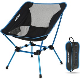 MARCHWAY Ultralight Folding Camping Chair, Heavy Duty Portable Compact for Outdoor Camp, Travel, Beach, Picnic, Festival, Hiking, Lightweight Backpacking (Sky Blue)