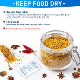 Yeather 5 Gram [60 Packets] Silica Gel Packets - Reusable Desiccant Moisture Absorbers Dehumidifiers for Spices, Jewelry, Shoeboxes, Electronics Storage (Food Safe)