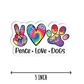 3Pcs - Peace Love Dogs Colorful Sticker - Funny Dog Lovers Sticker - Laptop Tablet Kindle Sticker - Water Bottle Phone Guitar Sticker