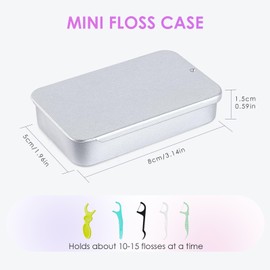 Gerkia 2Pack Travel Floss Picks Case, Refillable Portable Floss Pick Holder and Dispenser, Small Tin Box Containers.