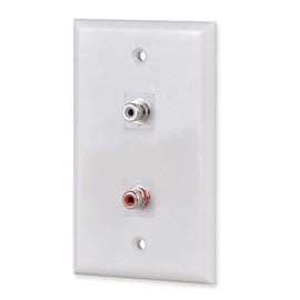 RCA Wall Plate, HTTX White 2-Port RCA Wall Plate with Removable F/F RCA Keystone Jack Inserts for L/R Stereo Speakers
