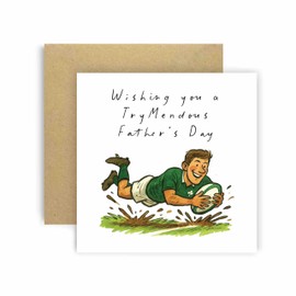 Huxters Funny Happy Fathers day Card to Rugby Dad Ireland Have a Trymendous Day Funny Cards Card for Him Men - 14.8cm (Ireland)