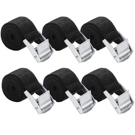 6 Pack Ratchet Tie Down Straps, 1.5in x 6.5ft Tie Down Straps, Adjustable Heavy Duty Cam Buckle Cinch Straps for Motorcycle Cargo, Trucks, Luggage, Trailer(Black)