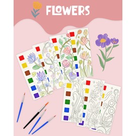 Vileafy Painting Party Favors Coloring Kit for Girls 8-12 Years Old, Great Gifts for Party Favors, Stocking Stuffers, Travel or Outdoor Activities with 20 Paintbrushes (Flowers)