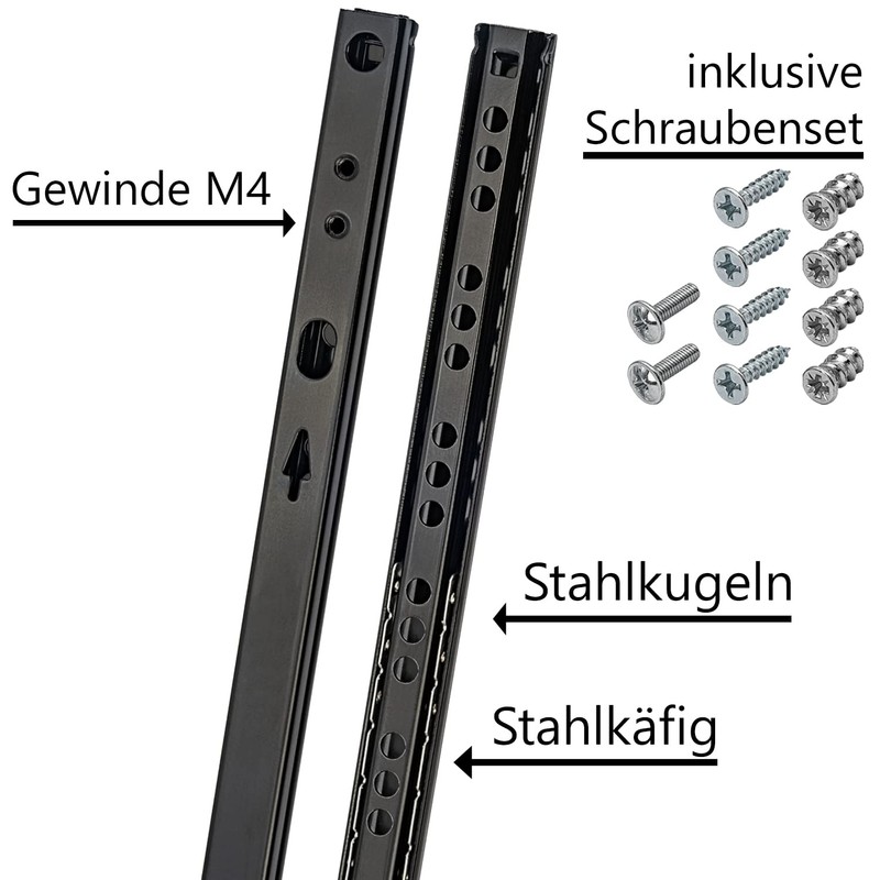 Neuhall Drawer Runners 182 mm Groove Height 17 mm Black