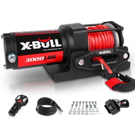 12V 3000LBS Electric Winch Synthetic Rope Electric Winch for Towing ATV/UTV Off Road with Mounting Bracket Wireless Remote New