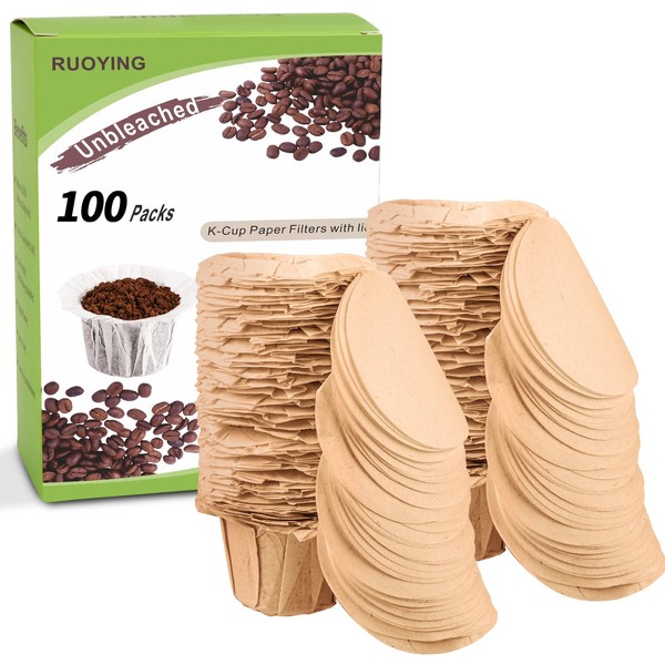 Unbleached K cup Disposable Paper Filters with Lid for Keurig Reusable K Cup Filters,Keurig Filters for K Cup Reusable Coffee Filters, Fits All Keurig Single Serve Filter Brands