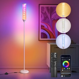 Prism Glow Floor Lamp with Christmas Tree, Smart RGB LED Corner Floor Lamp with APP & Remote Control, 16M+ and 3 Color Temperatures, Music Sync, Modern Standing Lamps for Living Room Bedroom