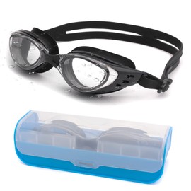 [Soarea] Myopia Swimming Goggles, Prescription Lenses, UV Protection, Anti-Fog, Water Leak Prevention, Competitive Swimming, Goggles, Ear Plugs Included, Adjustable, Swimming, Goggles, Myopia -2.0 to -8 (-2.0, Black)