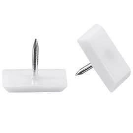 18mm White Nylon Furniture Sliders Nail On - Chair Leg Floor Protectors Nail - Nylon Chair Glides with Nail White Sliders Head, Chair, Table Leg Feet Protector Nail（Square Bottom 100 Pcs）