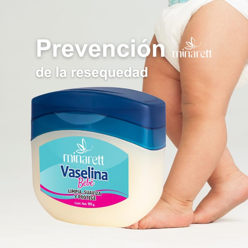 Minarett Vaselina de Bebé 90 g Limpia Suaviza y Protege.