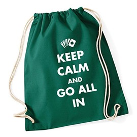 Hippowarehouse Keep calm and go all in Drawstring Cotton School Gym Kid Bag Sack 37cm x 46cm, 12 litres