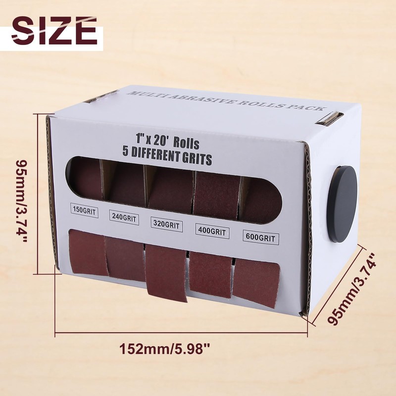 GOLD DEER Assorted Multi-Roll Sandpaper Roll in Box,Sandpaper Rolls,5 Grit