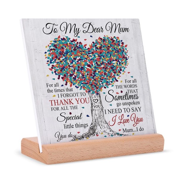 Mum Birthday Gifts from Daughter Son, Desk Decor Sign Gifts for Mum, Birthday Gifts for Mum, Acrylic Plaque Presents for Mum, Christmas for Best Mum