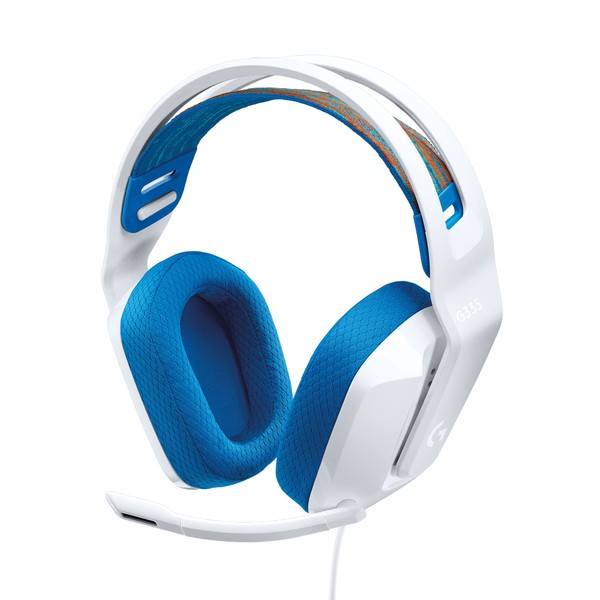 Logicool G G335WH Gaming Headset, White, Wired Stereo, 0.1 inch (3.5 mm), Lightweight, 7.8 oz (222 g), Flip Mute, Microphone, 2.1ch, PS5, PS4, PC, Switch, Xbox Smartphone, Headphones, G335WH
