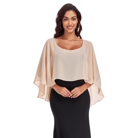 Pukguro Sheer Shawls and Wraps for Evening Dresses Chiffon Capes for Women Soft Wedding Cover Up Champagne