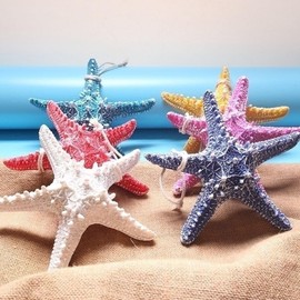 6 pieces starfish decoration, 16 cm, starfish decoration, maritime pendant, starfish, bread starfish, large starfish with cord, fishing net for wedding decoration, home decoration and craft projects,