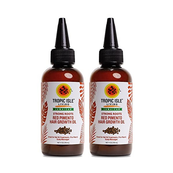 Tropic Isle Living Jamaican Strong Roots Red Pimento Hair Growth Oil 4 oz (Pack of 2)