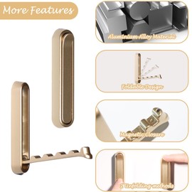 iHangers Foldable Heavy-Duty Wall Hooks, 2-Pack Gold Aluminum Alloy Screw-Mounted Hooks for Towels, Coats, Bags - 18 lbs Load Capacity, Rustproof Design for Bathroom, Kitchen, Entryway (Luxury Gold)