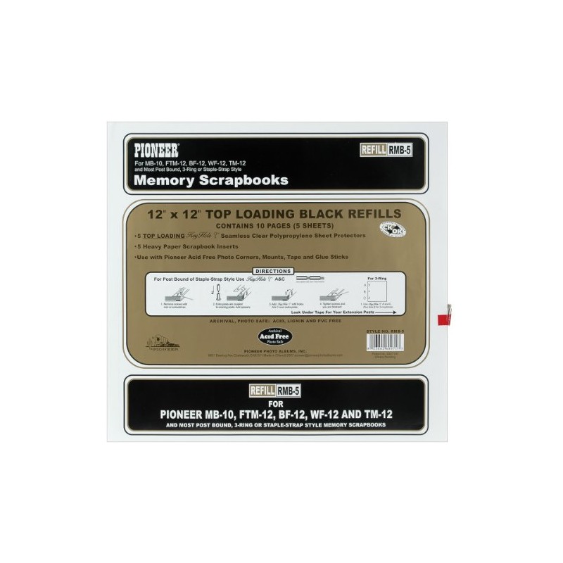 Pioneer Page Protector 12X12 5pk Holds 10 Pages W5 Black