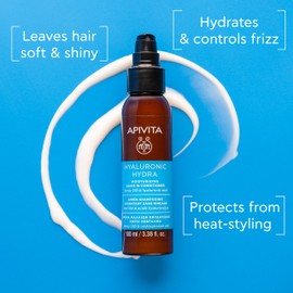 Apivita Hyaluronic Hydra Leave in Conditioner 100ml - Natural Lightweight Moisturizing Conditioner with Hyaluronic Acid and Honey StB - Detangles, Protects from Heat Styling, Controls Frizz