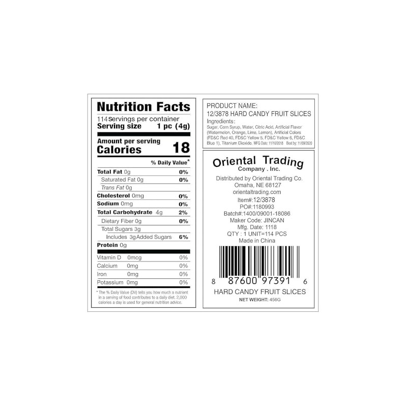 Fun Express 152 Pieces Hard Candy Fruit Slices,1 pound, individually