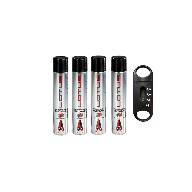 f.e.s.s. Lotus Vertigo Premium Butane 4 pack-400mL V Cutter, Silver,
