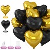 VGRDTW Heart Balloons, 12Pcs Black & Gold Heart Shaped Foil