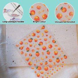 CESTSIREN Orange Nail Art Stickers,Fruit Nail Decals,for Nail Art Design, Self-Adhesive, Nail Accessories for Women,Aesthetic Nail Art Supplies