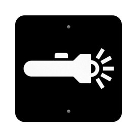 Aluminum Square Metal Sign Multiple Sizes Emergency Flashlight Safety Hospitality Hotels Motels B Black Equipment All Over Weatherproof Street 12x12Inches