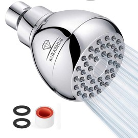High Pressure Shower Head 3 Inches Showerhead Chrome with Adjustable Swivel Joint Best Pressure Boosting Wall Mount Fixed Bathroom Showerhead For Low Flow Showers Anti-clog leak 1.8 GPM DOE CEC