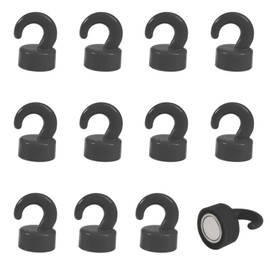 JINGZHAN 12 Pcs Mini Magnetic Hooks Black Small Magnet Cute Hook 8Lbs