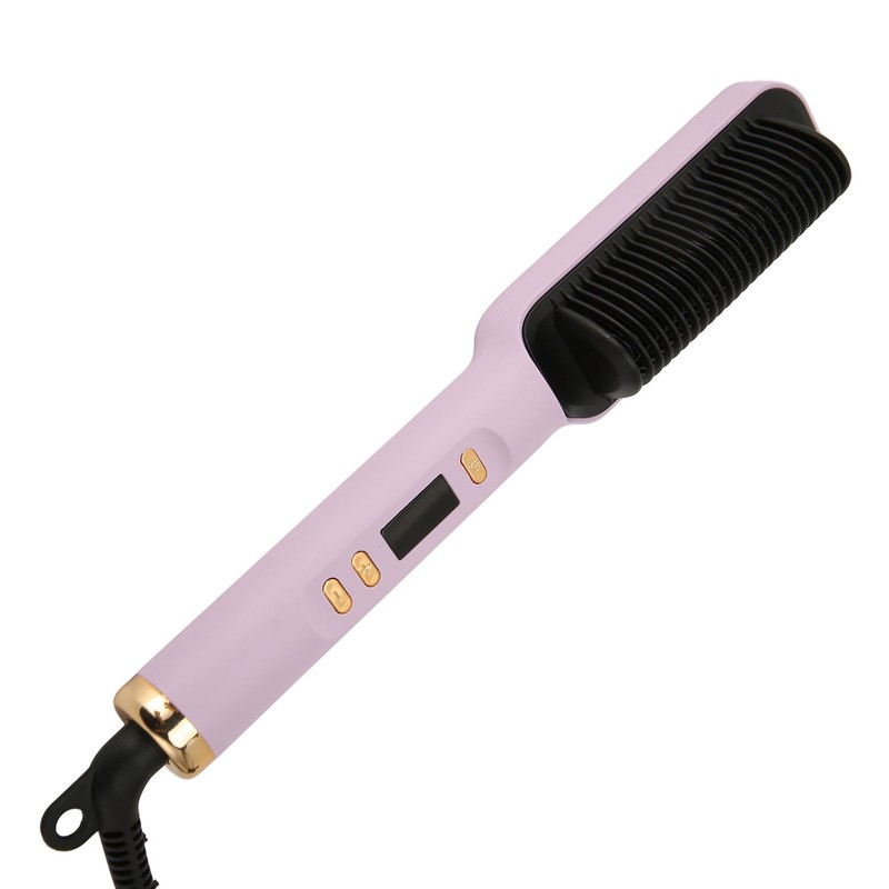 Negative Ion Hair Straightener Brush LCD Display Dual Use Heated