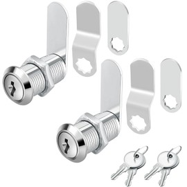 Cerraduras de gabinete con llaves, 1-1/8 pulgadas, paquete de 2, cerraduras de leva largas para gabinetes con llave, archivador, caja de herramientas, cerradura de buzón con llave