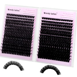 WENDY DIY D Curl Lash Clusters 468 Pcs Lashes Book Natural Look Individual Cluster Lashes 80+100D,28,10-18 mixed Wispy-lashes Soft （28-80P+100P-07-D-1018）