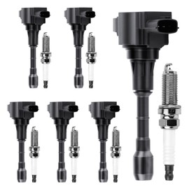 Ignition Coil Pack and Iridium Spark Plugs Set of 6 Compatible with Nissan 370Z 2009-2020 & INFINITI G37 2008-2013, Q50/Q60 2014-2015, QX50/QX60 2014-2017, M37/Q70/Q70L/FX37 - all 3.7L V6, UF617,90174