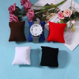 Haveratio 10 Pieces Velvet Bracelet Watch Pillow Small Multicolor Velvet Pillow Jewelry Bracelet Cushion Holder Organizer Pillow Brown
