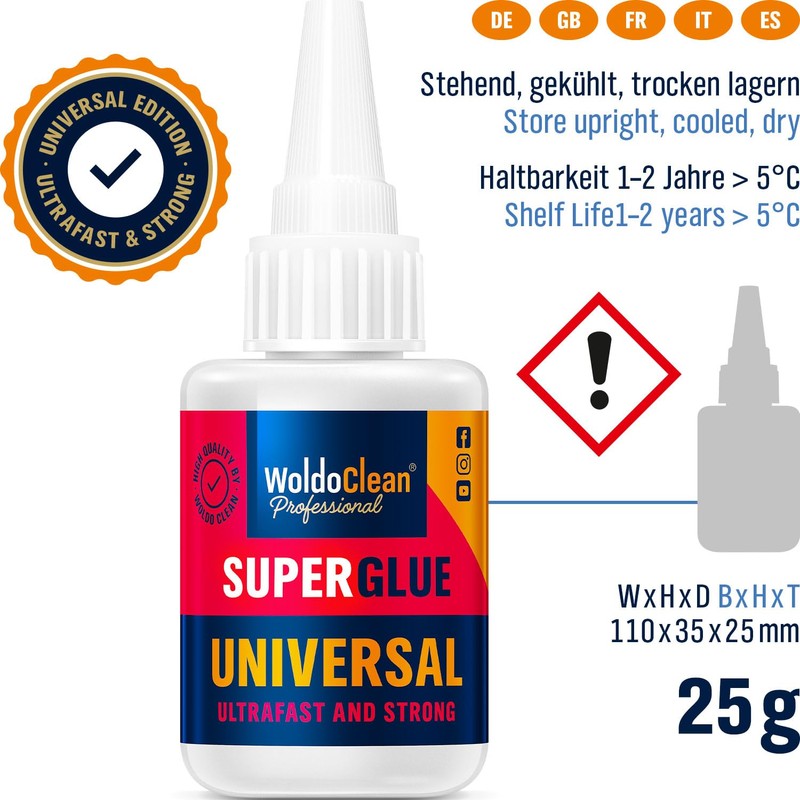 WoldoClean Sekundenkleber extra stark universal 25g - wasserfest, hitzebest?ndig &