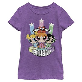 The Powerpuff Girls Girl's Before Bedtime T-Shirt, Pur Berry, X-Large