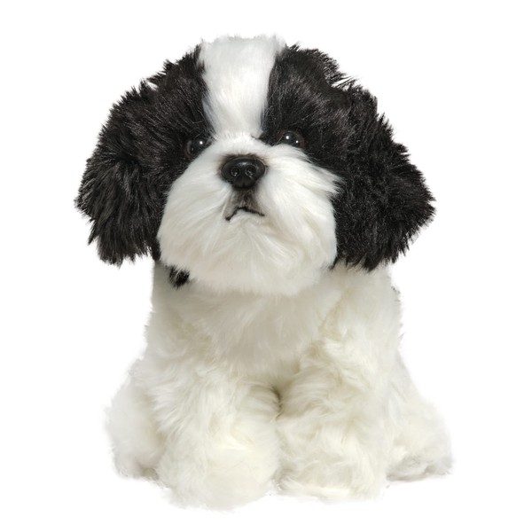 Bearington Black & White Dog 13 Inch Dog Stuffed Animals - Shih Tzu Stuffed Animal - Stuffed Dogs That Look Real Shitzu Puppy