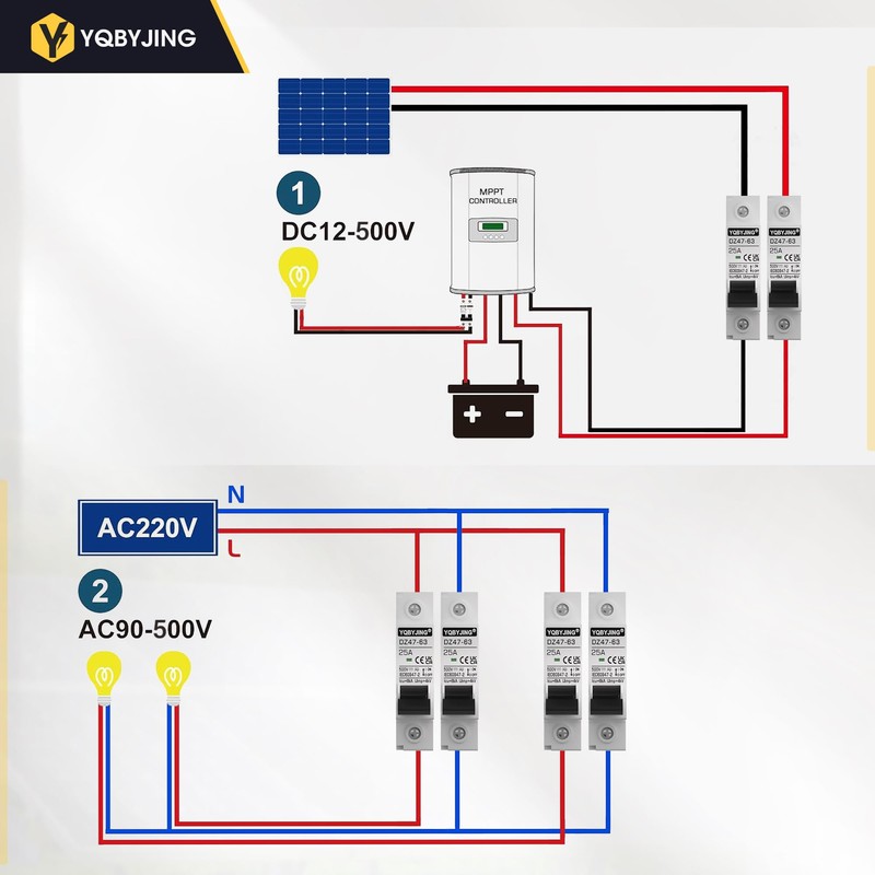 YQBYJING DC Circuit Breaker 25 Amp Solar Panel Disconnect Switch