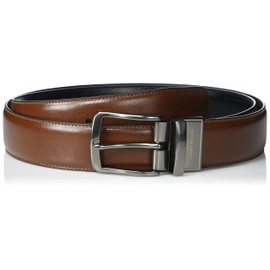 Perry Ellis Portfolio Reversible Leather Dress Belt for Men with Stitch and Heat Crease , Lugg3, 34