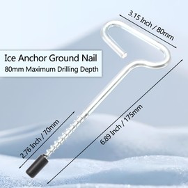 Qjaiune Universal Ice Anchor Tool Ice Anchor Drill Adapter Kit, 1 Ice Fishing Shelter Stake Nail 1/4" Adapter, Ice Fishing Accessories and Equipment, Ice Shanty Anchors for Ice Fishing Shelter Tent