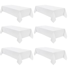 VidaFete Tablecloth 60 * 102inch 6 Pack Rectangle Table Cloth Polyester, Stain Wrinkle Resistant Dining Table Cover for Kitchen Dinning Party Wedding Rectangular Tabletop Buffet Decoration(White)