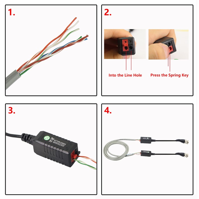 YACSEJAO Video Balun HD-CVI TVI AHD Passive Connector BNC Video